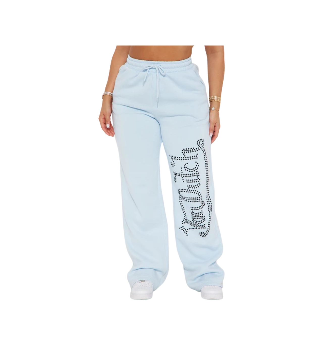 Von Dutch Blue Wide Leg Rhinestone Sweats