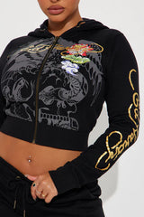 Ed Hardy Black Script Zip Hoodie