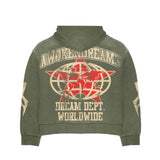 Awoken Dreams Olive Varsity Zip-Up Hoodie