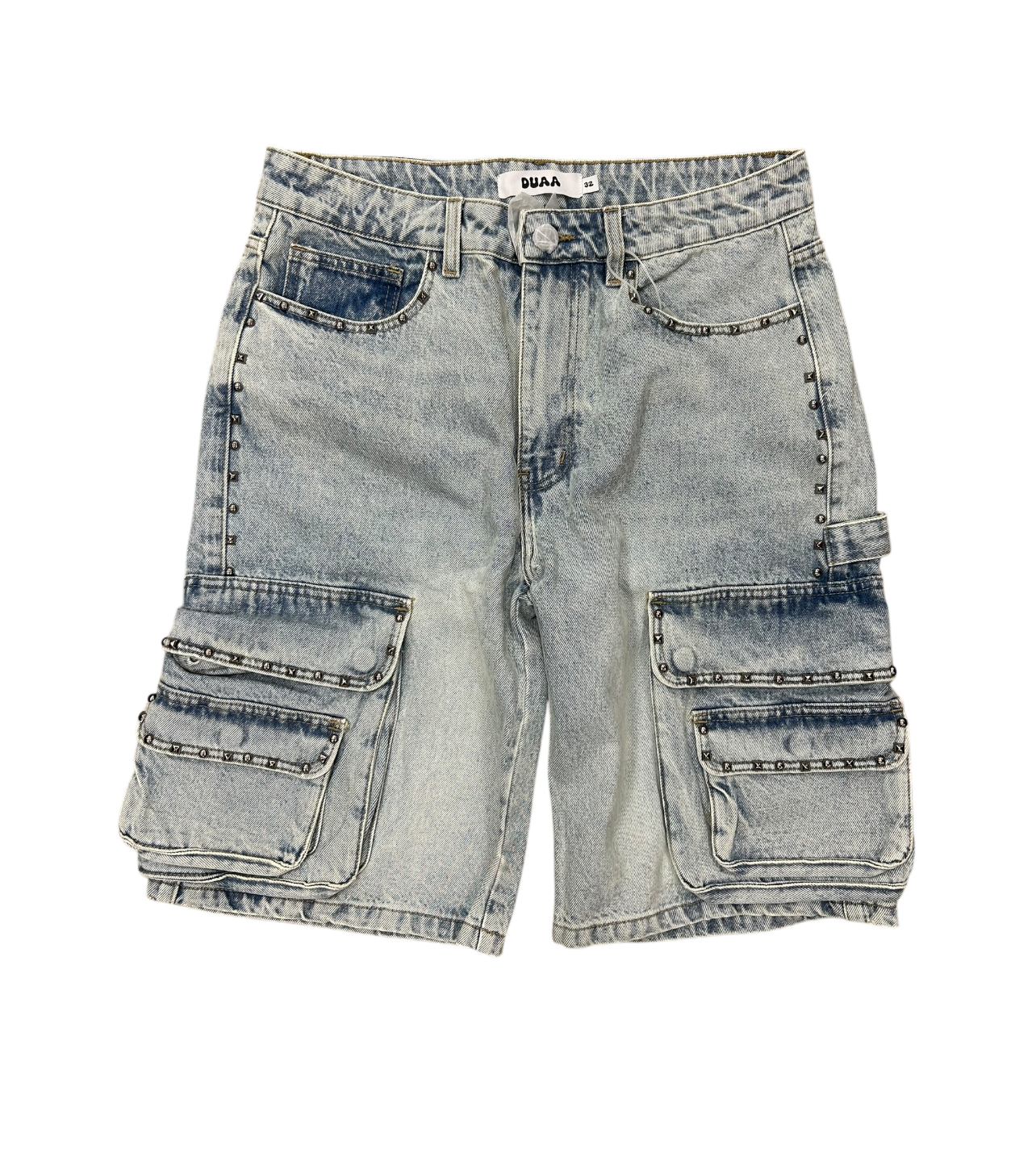 DUAA “Noble” Studded Jean Shorts