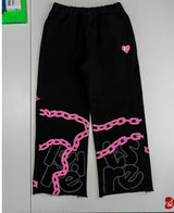 Red Letters Chain Black Sweatpants