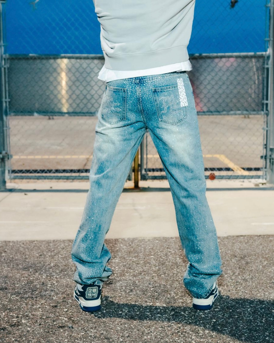 Mixed Emotions Flooded Rhinestone Jeans