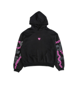 Red Letters Chain Hoodie Black