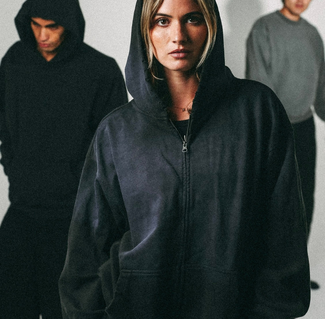 CC Premium Acid Wash Zip Hoodie Black