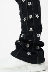Waimea Floral Zip Stacked Black Denim