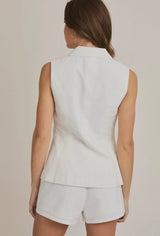 Le Lis White Blazer With Pintuck Shorts Set
