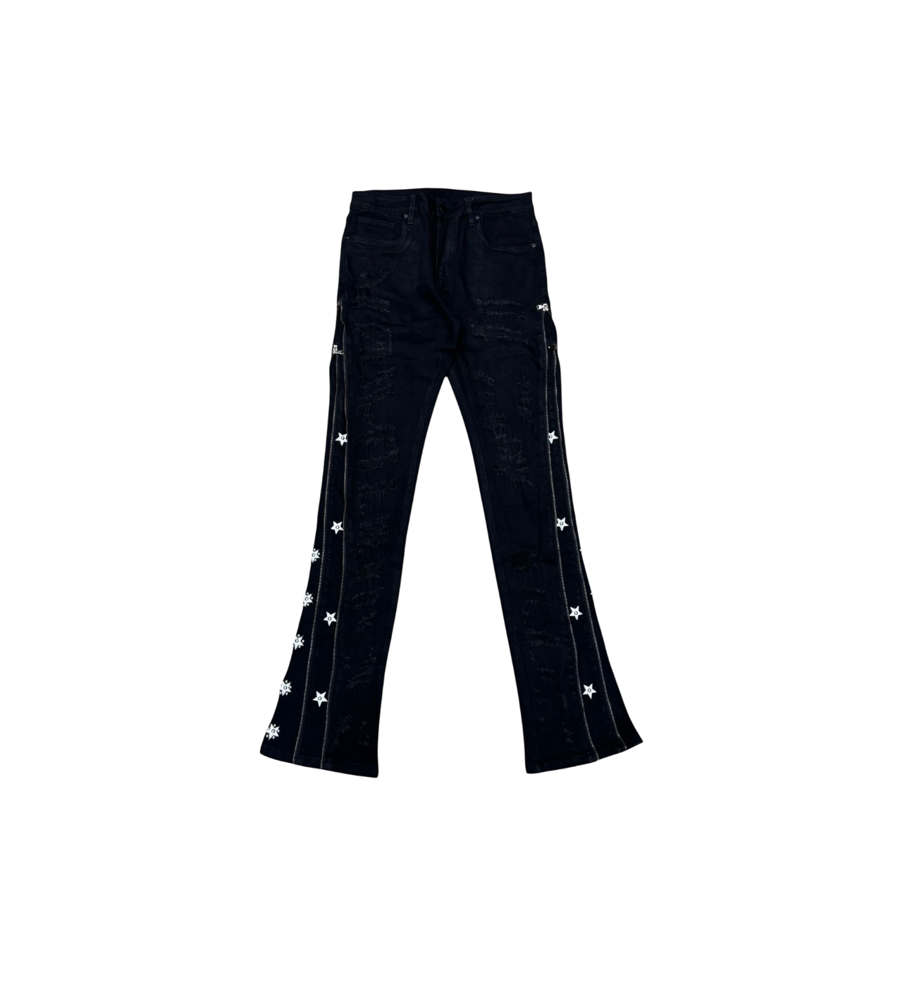 Waimea Floral Zip Stacked Black Denim