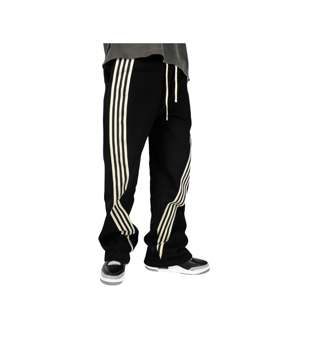 Stripe Baggy Sweatpants Black