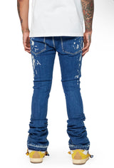 LAB Dark Wash Paint Stacked Denim