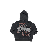 Mixed Emotions “Angelic” Rhinestone Zip-Up Hoodie Black