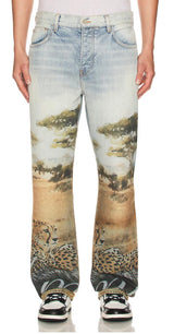 AM Cheetah Straight Denim Jeans