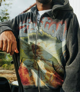Mixed Emotions Rhinestone Angel Hoodie Red/Black