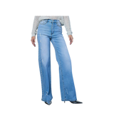 Vibrant High Rise Blue Wash Denim With Pearls