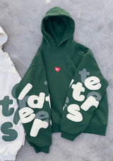 Red Letters Copy Me Green Hoodie