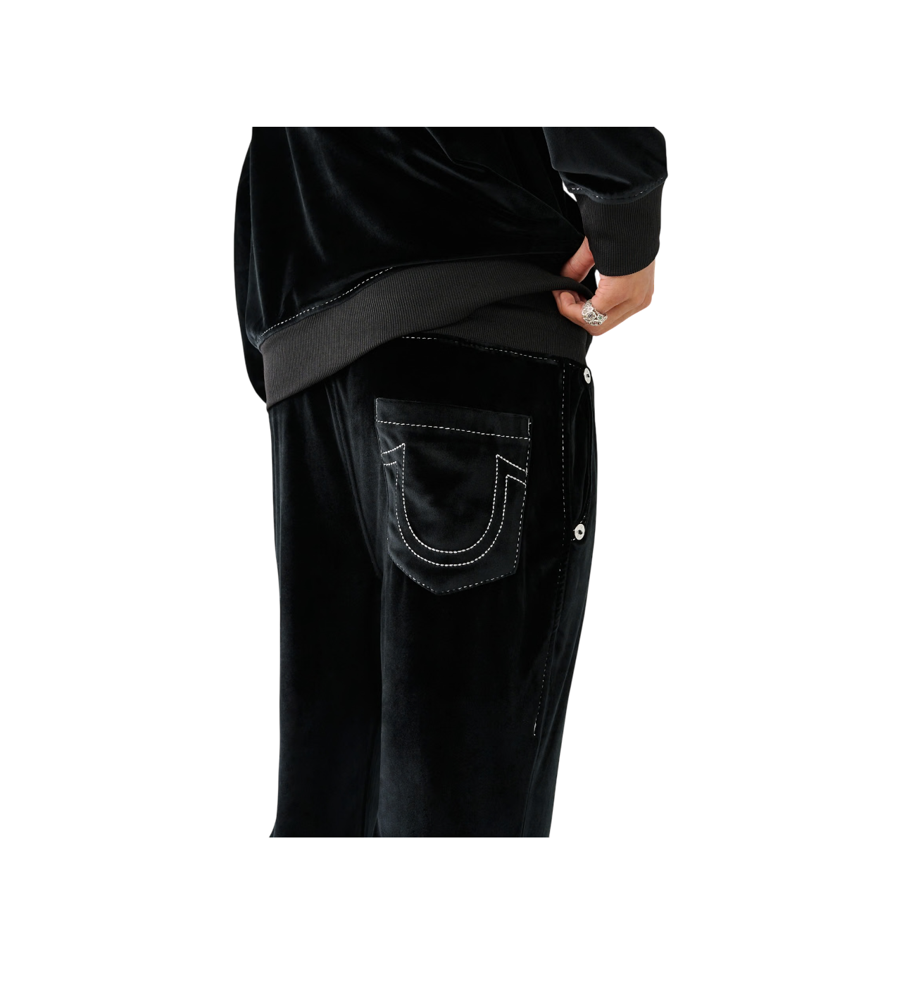 True Religion Velour Sweatpants Triple Black