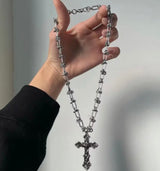 Y2K Silver Cross Necklace