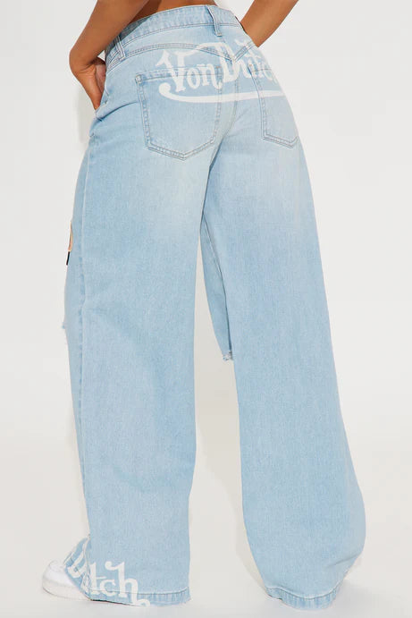 Von Dutch Patchwork Wide Leg Denim
