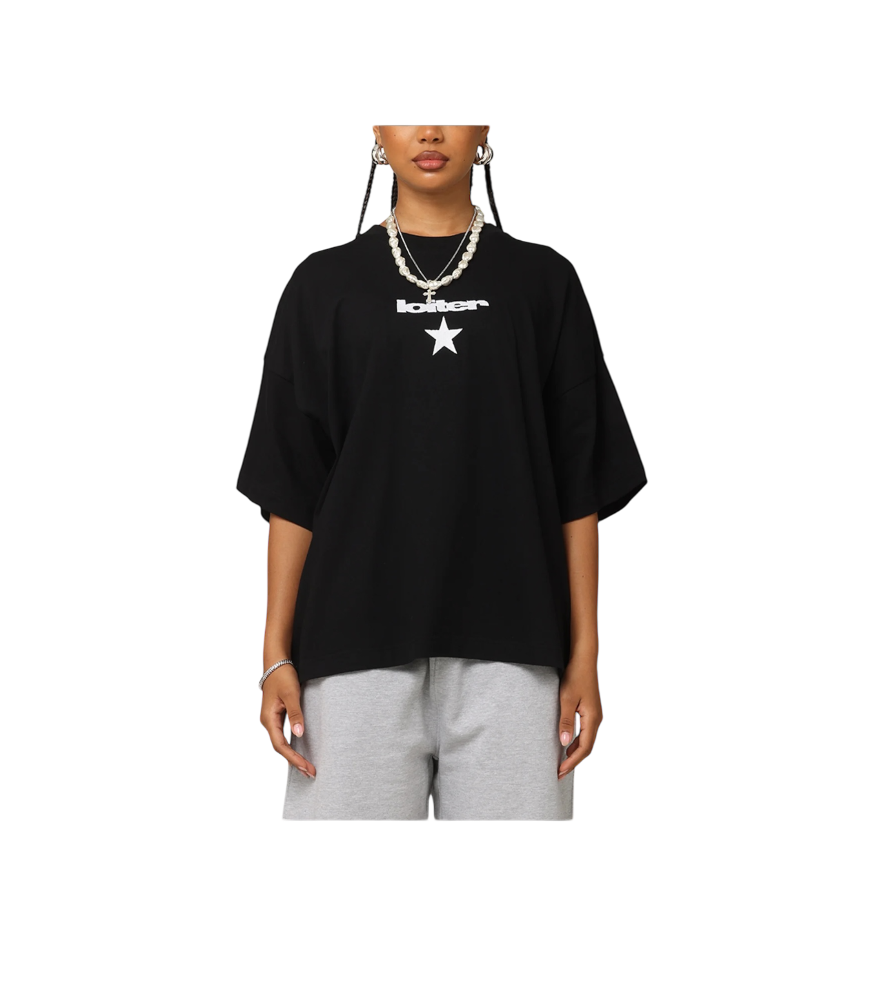 Loiter Boxy Y2K Tee Black/White