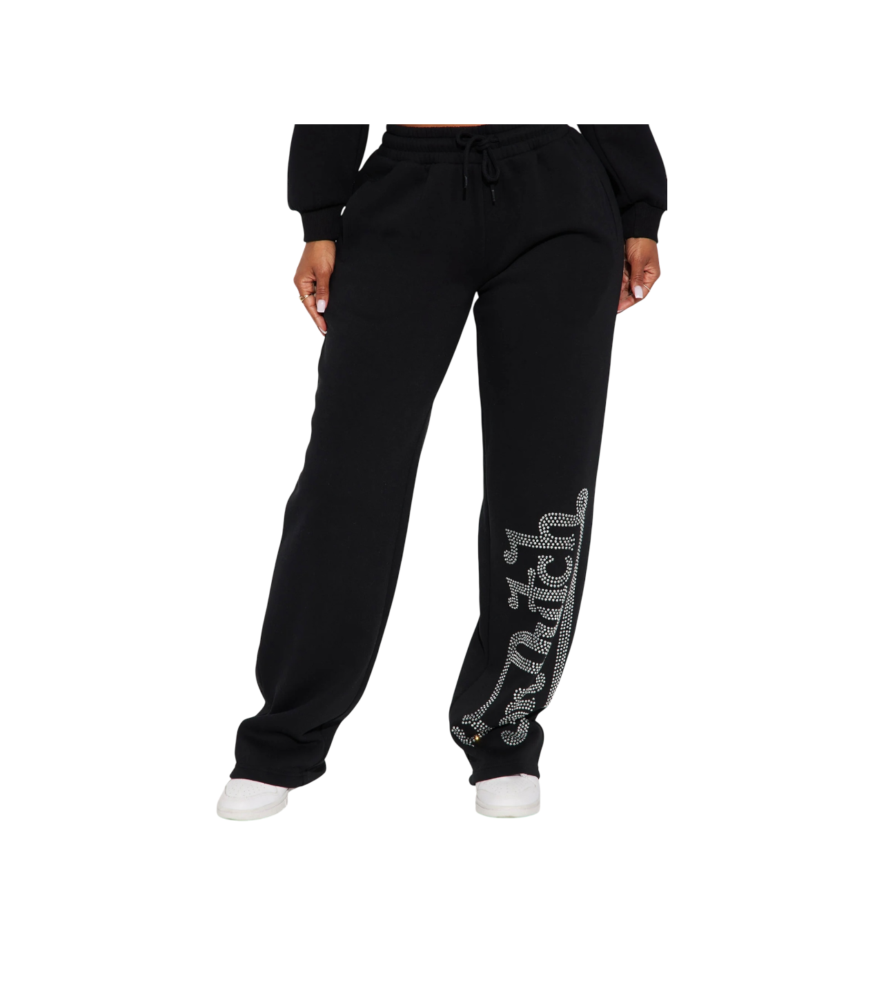 Von Dutch Rhinestone Wide-Leg Sweatpants Black