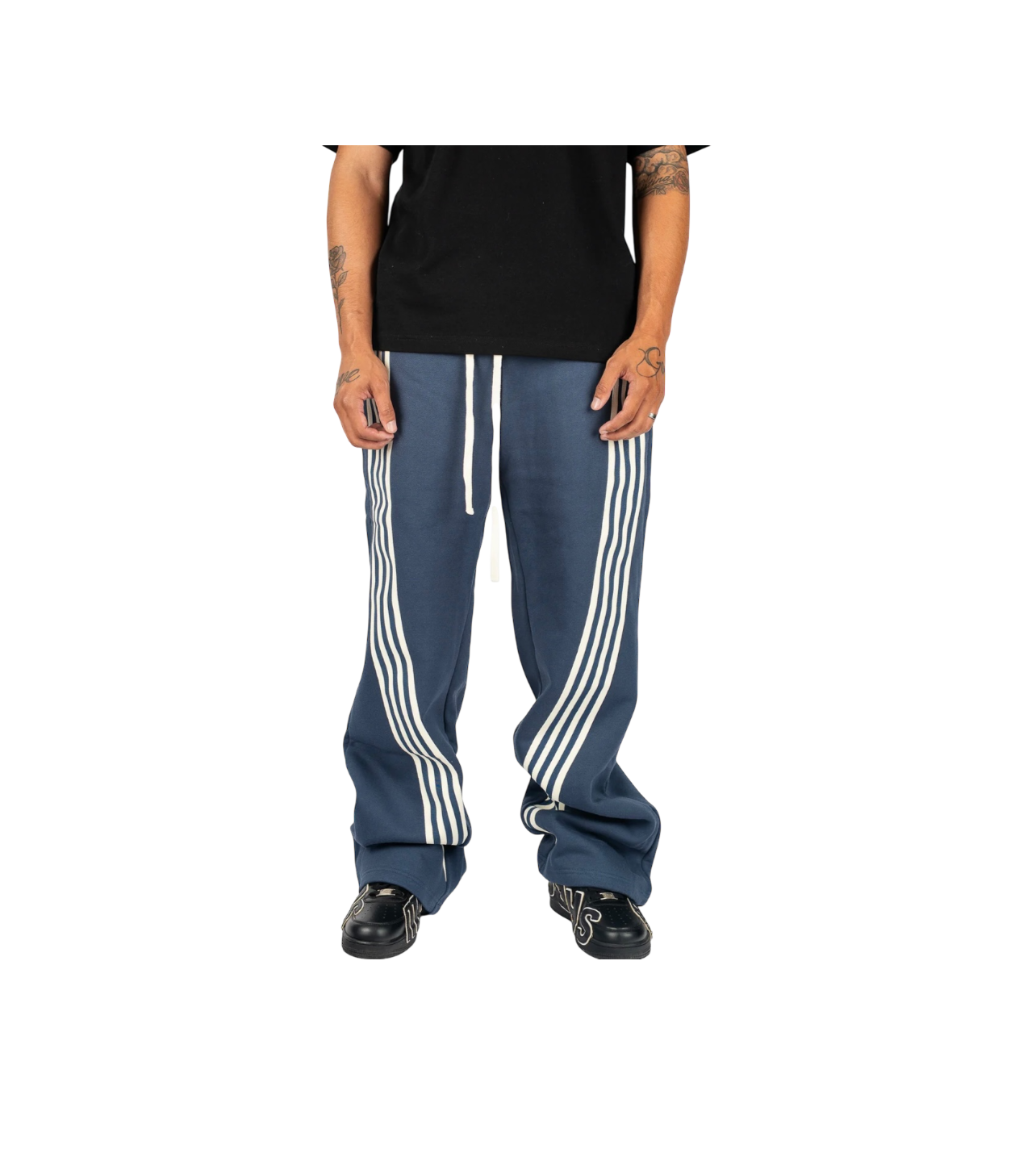 Stripe Baggy Sweatpants Navy