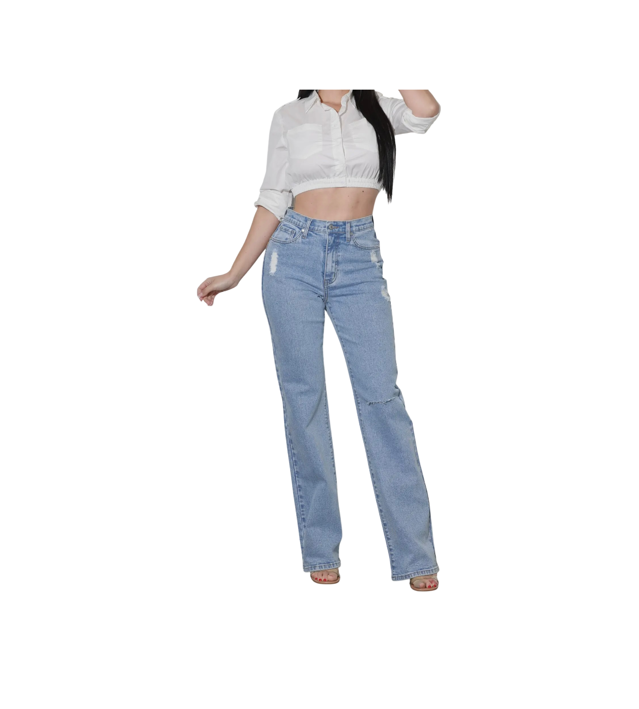 Vibrant Subtle Distress Straight Leg Jeans