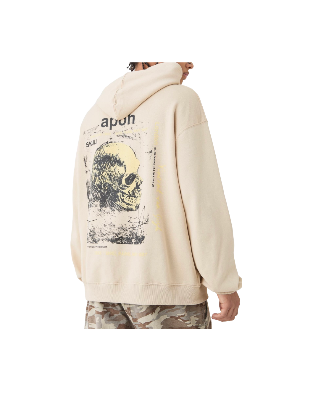 Van Gogh Licensed Skull Hoodie Cream