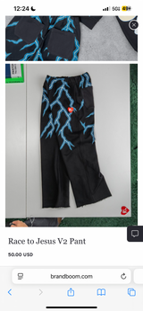 Red Letters Race To Jesus Black Sweatpants