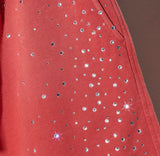 DUAA “Love” Red Rhinestone Shorts