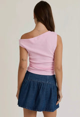 Le Lis Asymmetrical Neck Sweater Top Pink