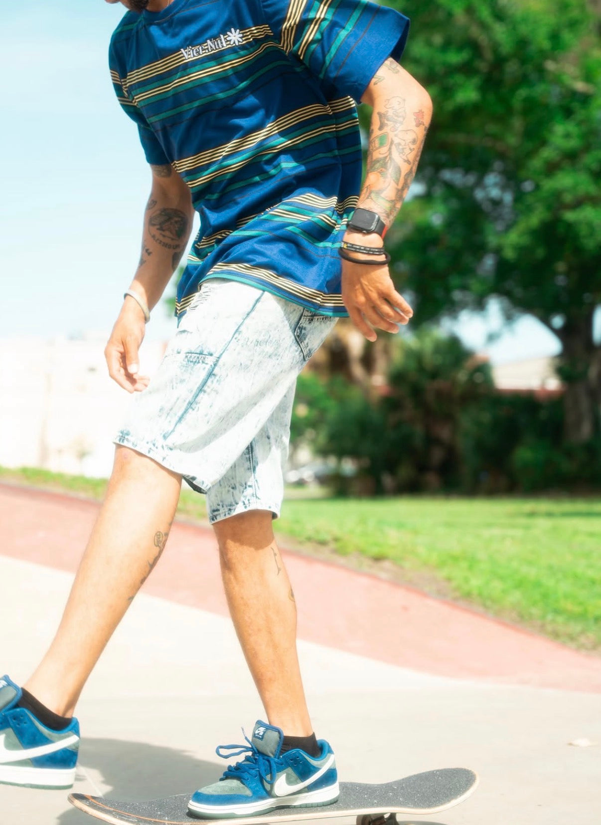 4.0 Streetwear Co Striped Tee Navy