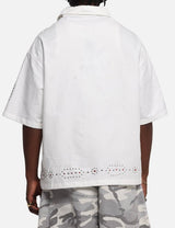Loiter White Rhinestone Button Up