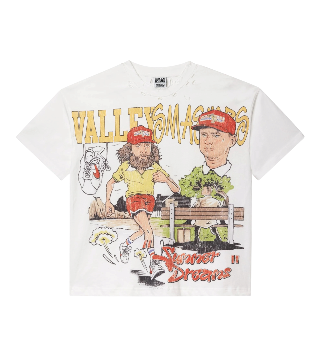 Vale Run Forrest Distressed Tee White