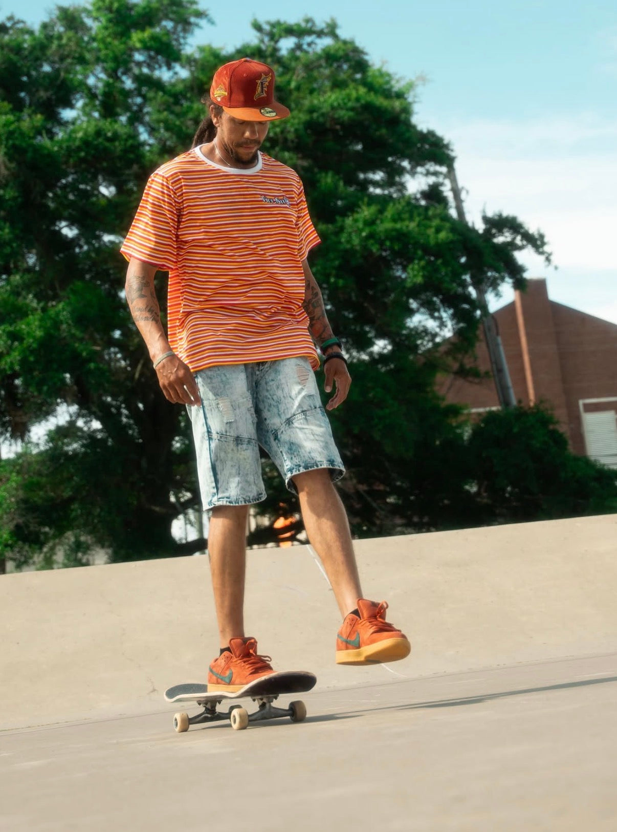 4.0 Streetwear Co Striped Tee Orange