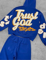Red Letters Trust God Blue Sweatpants