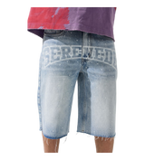 Serenede Spellout Jean Shorts Blue