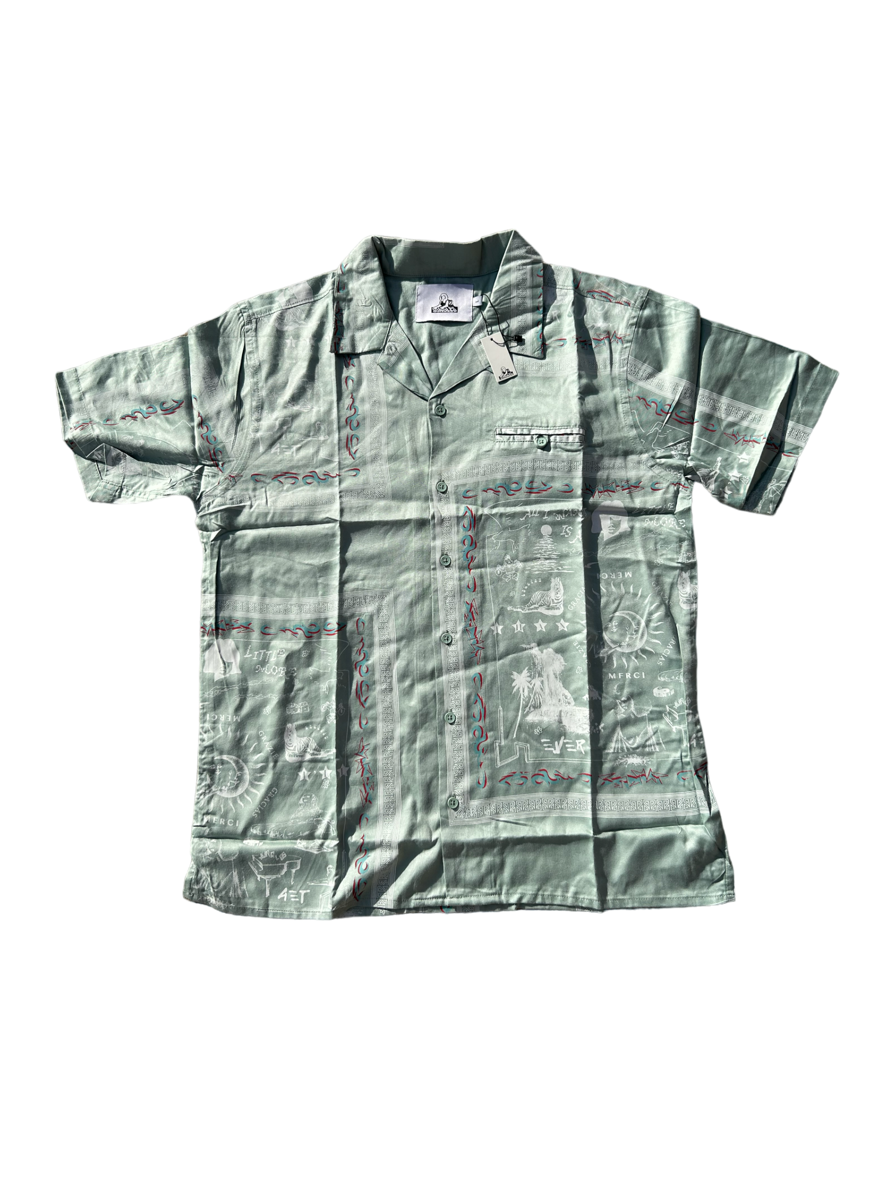 Jungles Teal Button Down Teal Tee