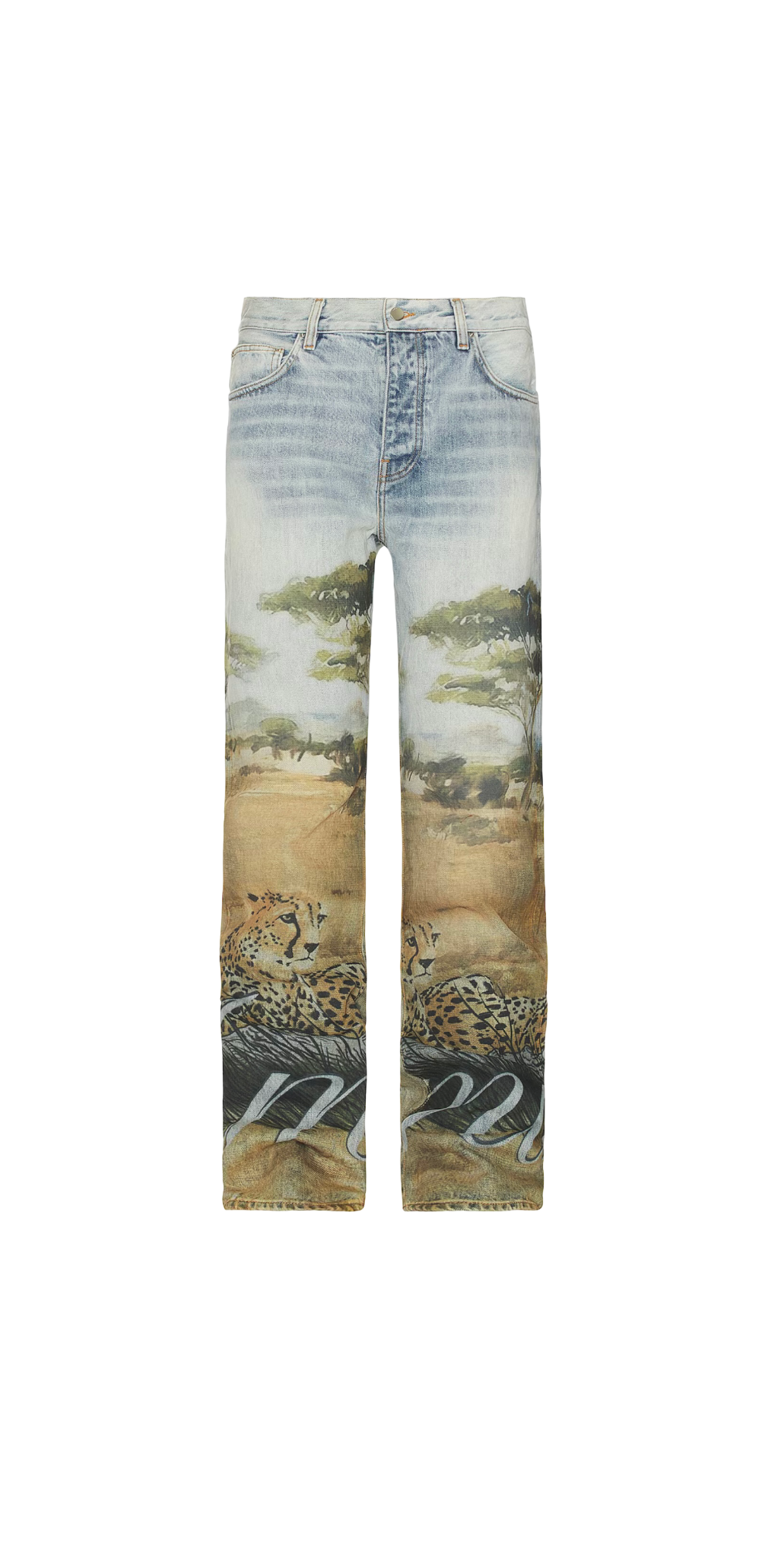 AM Cheetah Straight Denim Jeans