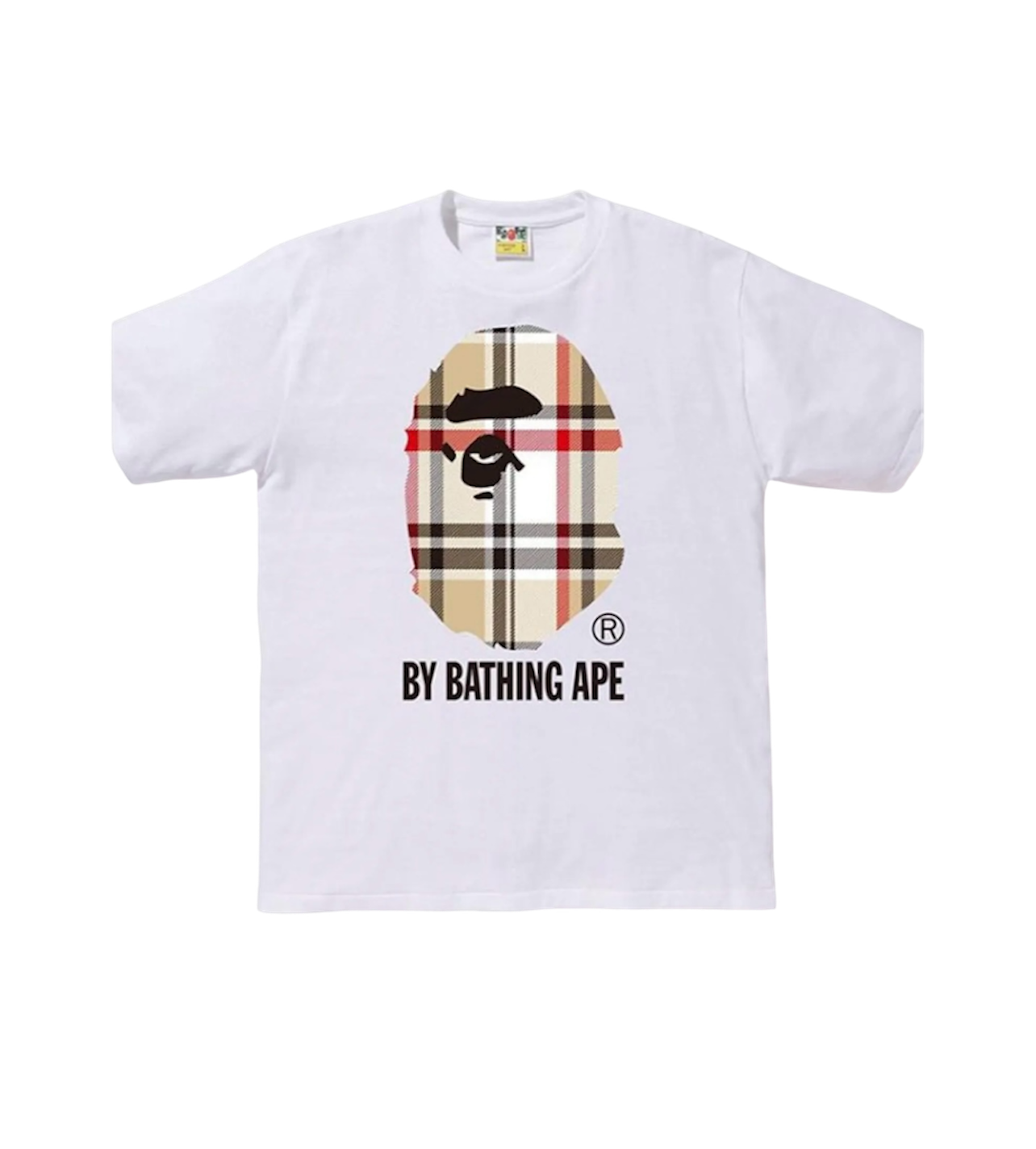 Bape White Check Big Head Tee