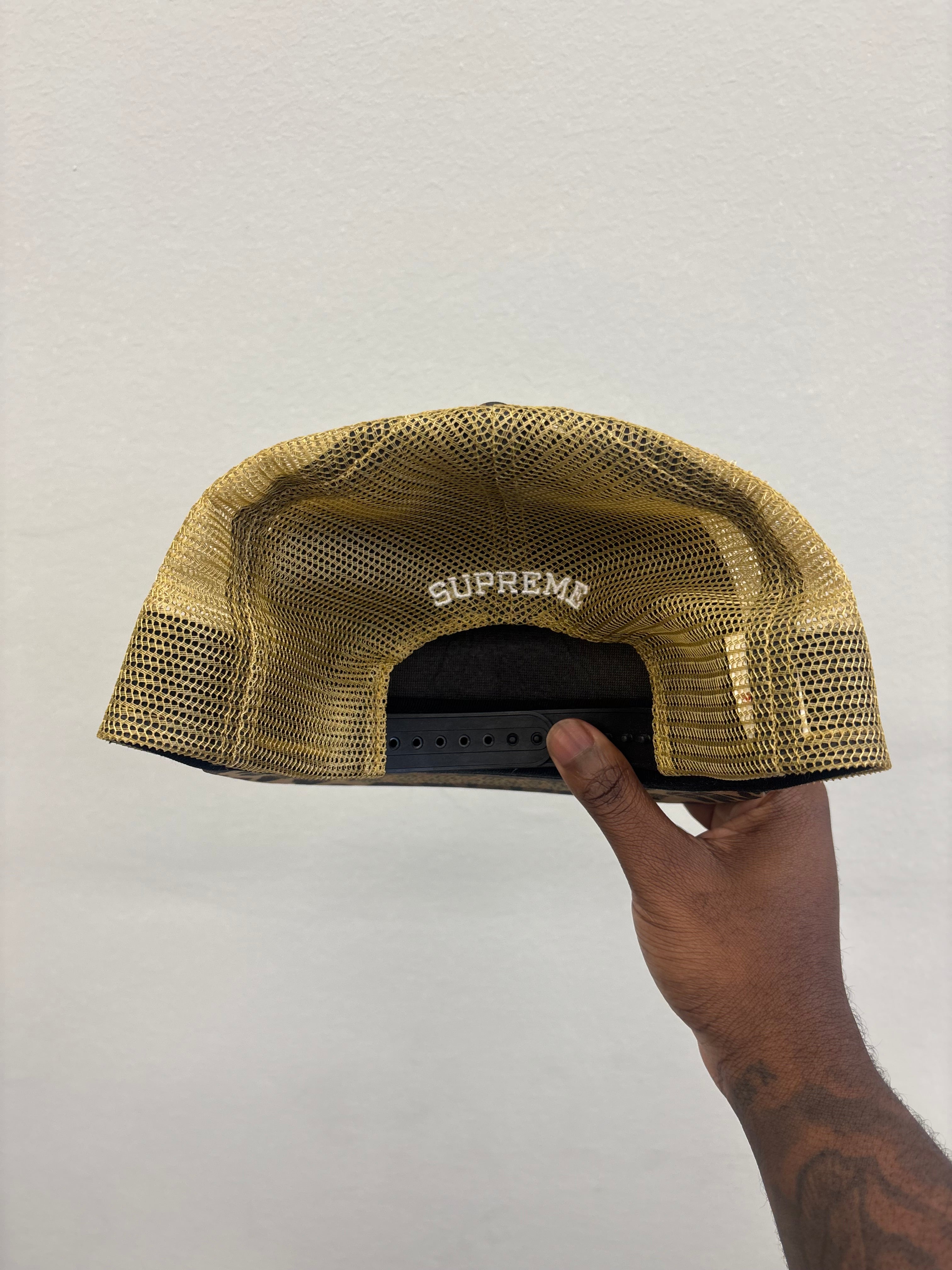 Supreme X Toy Machine Mesh Black 5-Panel Hat Leopard