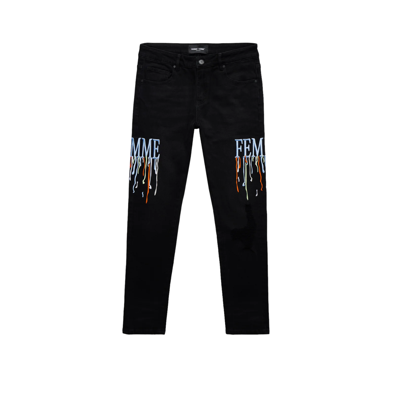 Homme + Femme Paint Denim Black Blue Logo
