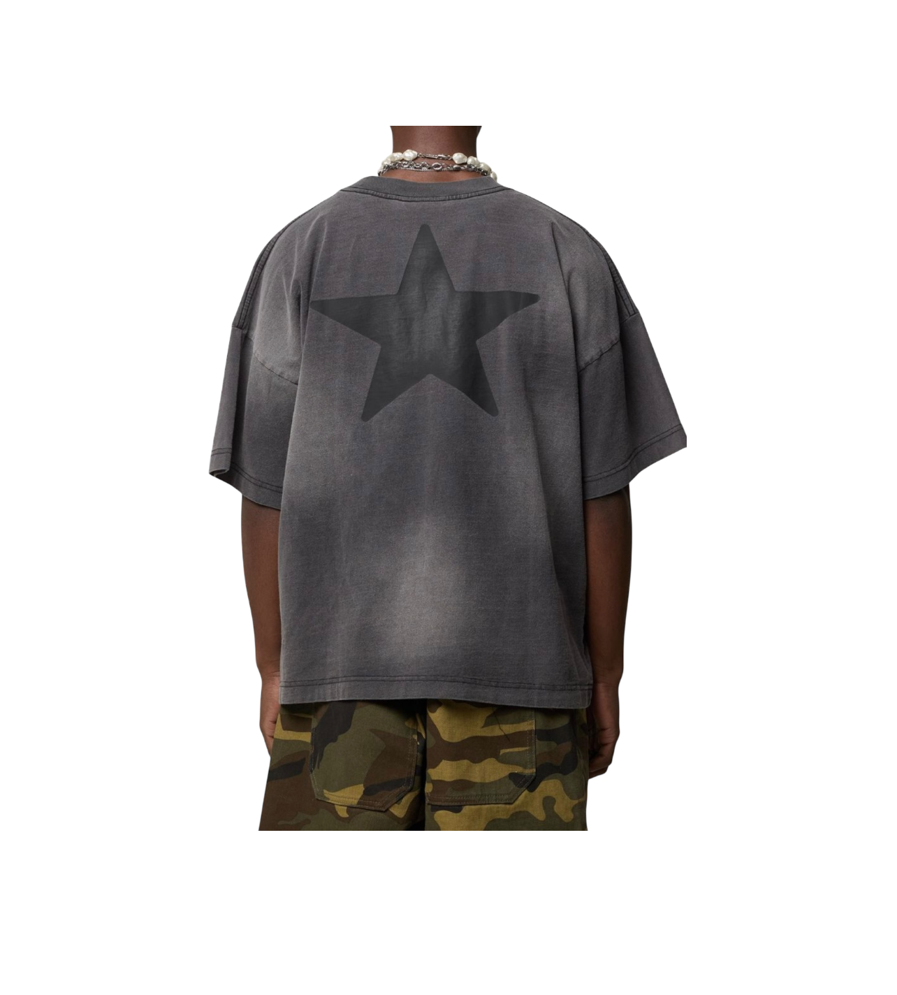 Loiter Crop Fade Black Star Tee