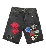 Mixed Emotions Patch Black Denim Shorts
