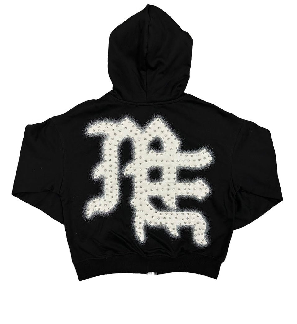 Mixed Emotions “END” Rhinestone Zip Hoodie