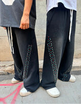 Cactus Valley Rhinestone Baggy Sweatpants Black