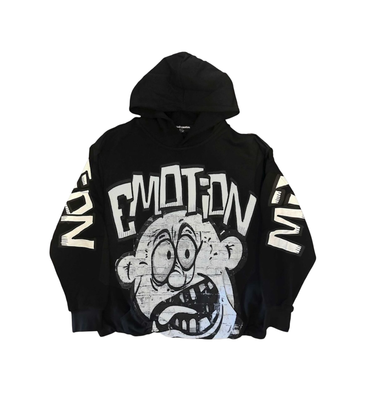 Mixed Emotion Boxy Cartoon Hoodie Black