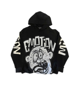 Mixed Emotion Boxy Cartoon Hoodie Black