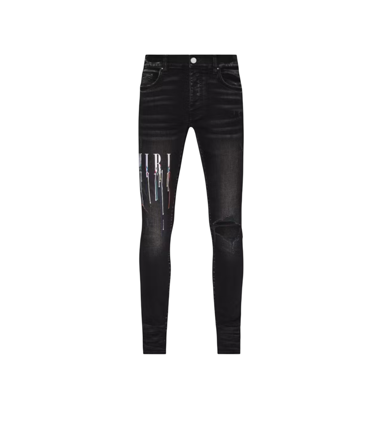 AM Skinny Paint Drip Black Jeans