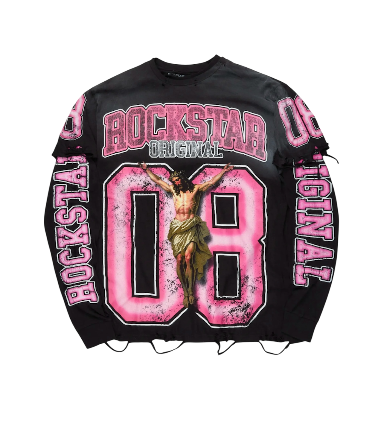 RSO Double Layer Jesus Tee Black/Pink