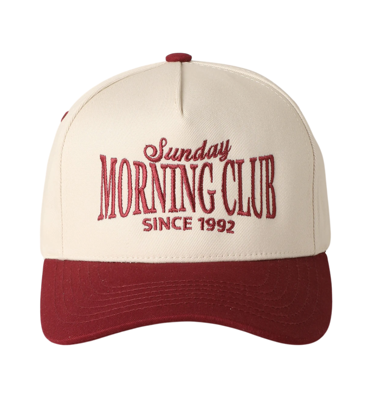 Sunday Morning Club Burgandy/Cream Hat