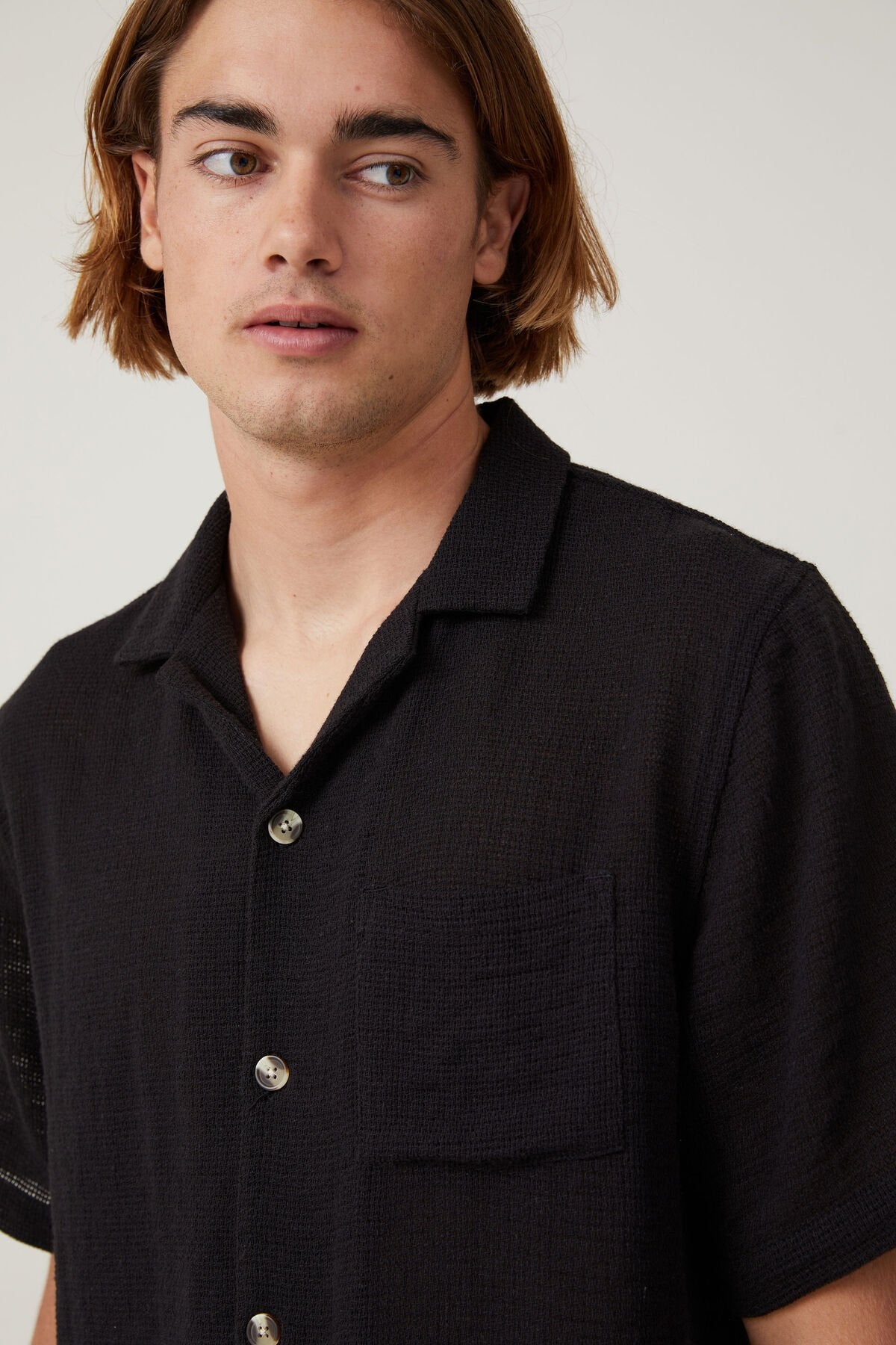 Palma Button Up Black Short Sleeve